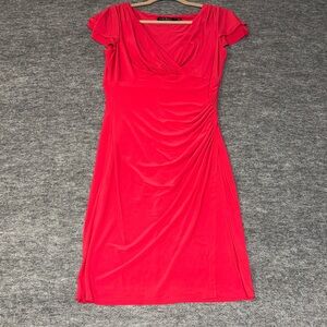 Lauren Ralph Lauren Vibrant Red Dark Pink Midi Dress size 10
